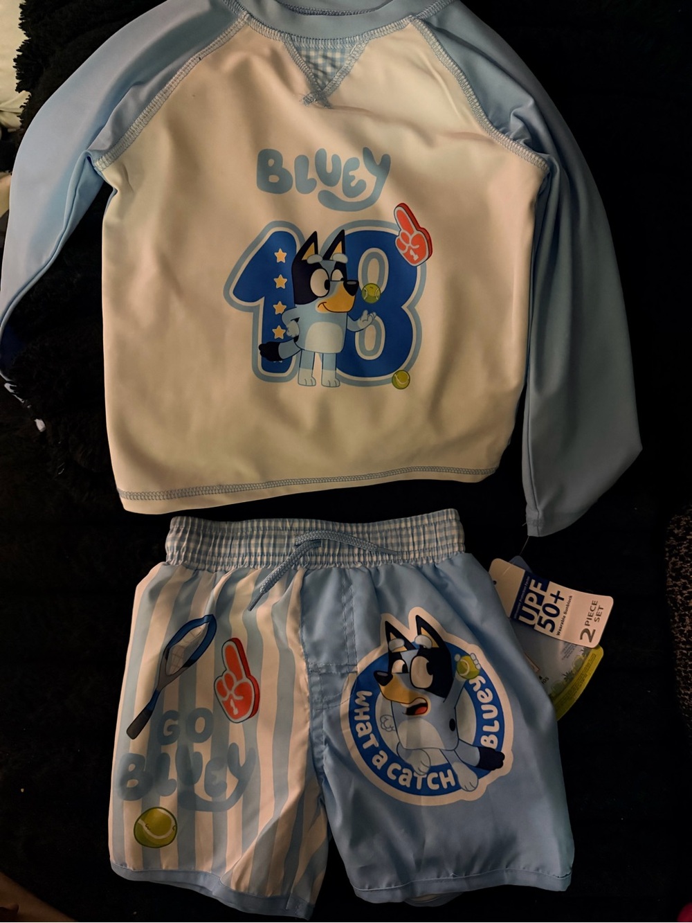 Bluey Light Blue Kids Rash Guard Swim Set
